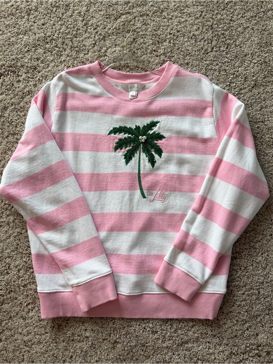 Lilly Pulitzer Tops - Lilly Pulitzer Pink and White Palm Tree sweatshirt